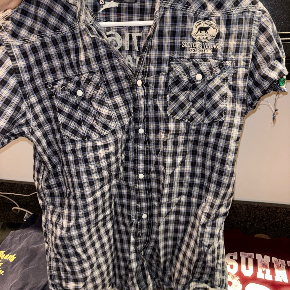 Scotch & Soda Black and White Plaid Shirt